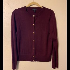 J Crew Maroon Cardigan Gold Buttons